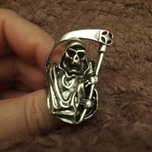 Mens biker goth death - mens, skull