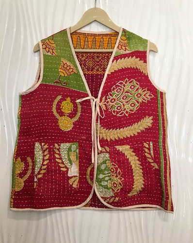 Vintage reversible kantha vest - vintage,