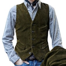 Mens Retro Sleeveless Corduroy