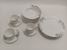 Ciroa Fine Bone China Black Floral Dinner Set 