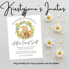 Christening party invitations invites Personalised Baptism Winnie The Pooh Disne