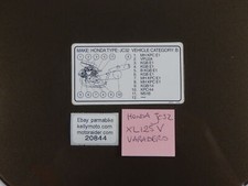 OEM HONDA 2003 XL125V VARADERO JC32 LABEL PROOF CAUTION STICKER DECAL