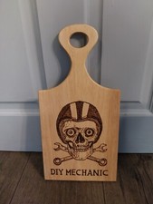 Handmade DIY Mechanic. Burnt Into Wood Garage, Shed Sign. Pyrography. 