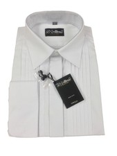 Mens White Pleated Front Reg