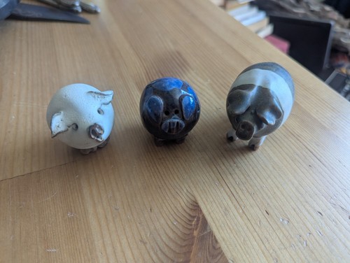 Ceramic pig trio figurine - trio,