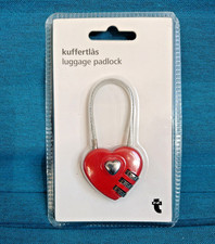 Padlock red heart shaped luggage 3 digit combination Brand New Flying Tiger love