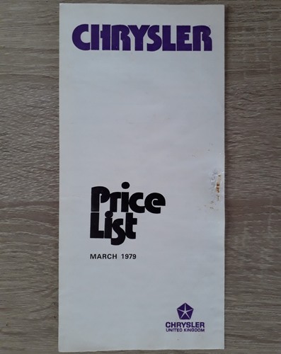 Chrysler price list brochure - chrysler,