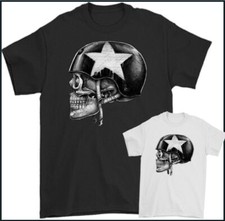 BIKER T-SHIRT Skull Motorbike Motorcycle Cafe Racer Chopper MC Helmet Indian Top