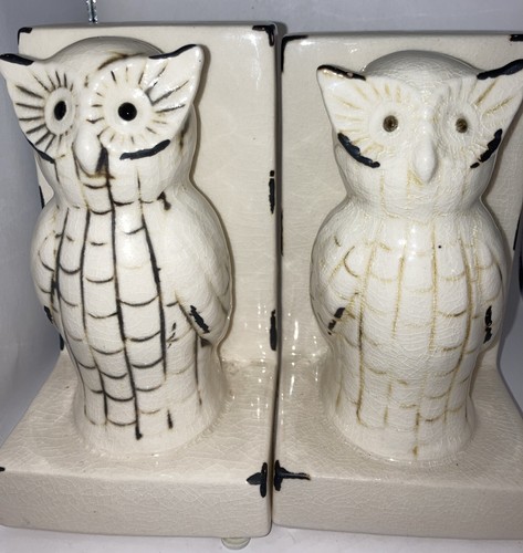 Ceramic owl tall bookends - owl,