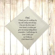 NEW - PERSONALISED MEN HANDKERCHIEF HANKIE WEDDING GIFT DAD GENTS FAMILY ANNi2