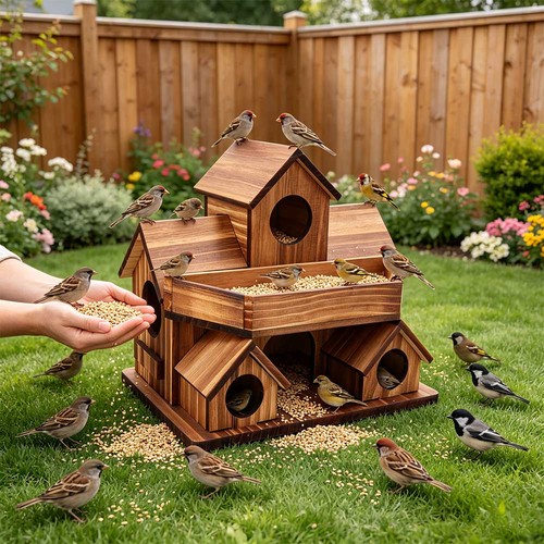Wooden bird house garden - wooden,