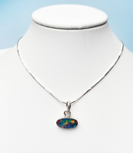 Black opal pendant - black, necklace
