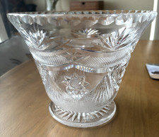 Vintage Mid-Century Elegant Lead Crystal Cut Glass Decorative Bowl Or Vase