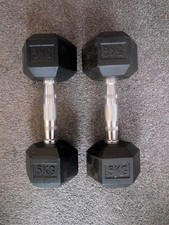 Pair of Rubber Hex Dumbbells