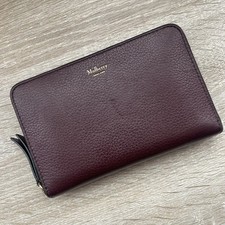 Genuine Mulberry Zip Around Oxblood Leather Gold Hardware Boxed Good Condition