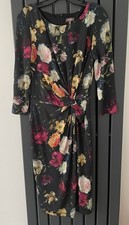 Phase Eight Size 12 Floral  Jersey Wiggle Tie Knot & Ruched Dress Immaculate 