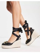 River Island Womens Buckle Wedge Sandal Black In Sizes 4 - 6 - 7