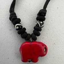 Red Elephant Pendant Black