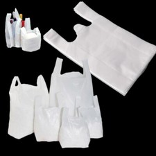 PLASTIC VEST CARRIER BAGS BLUE OR WHITE  ALL SIZES SUPERMARKETS