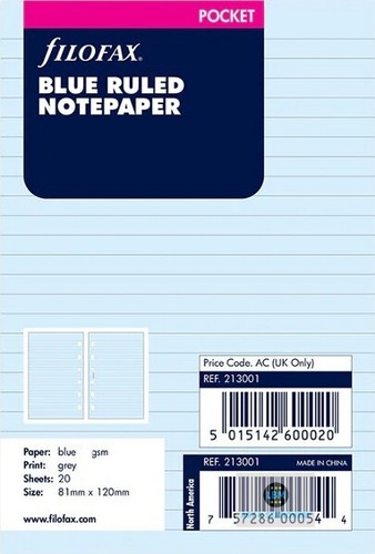 Filofax pocket size blue ruled - pocket,