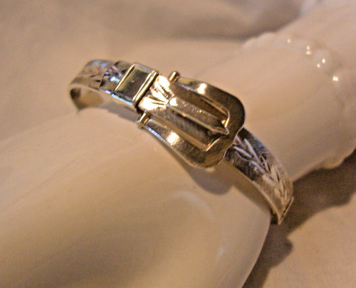 Sterling silver buckle bangle - sterling,