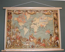 1886 Imperial Federation Wall Map of British Empire Art Print on Canvas 37x27in