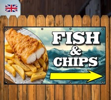 FISH AND CHIPS SHOP PRINTED BANNER FOR OUTDOOR USE PVC SIGN - FOOD TAKE AWAY  