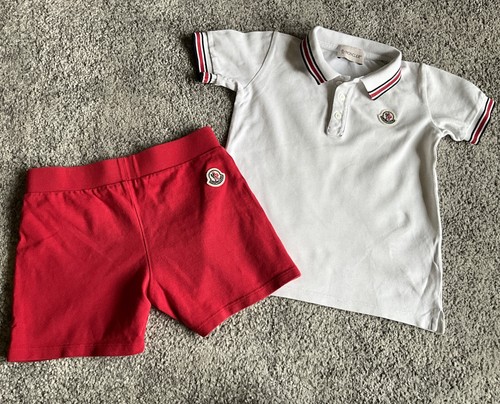 Moncler boys red shorts white - boys, shorts/white