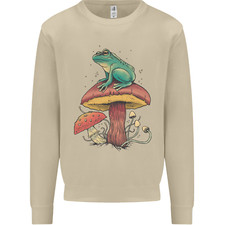 A Frog Sitting on a Mushroom Mens Sweatshirt Jumper
