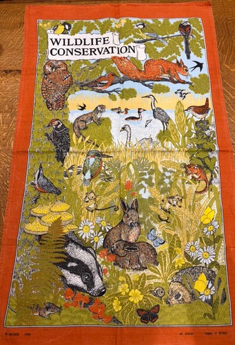 Vtg souvenir tea towel british - tea,
