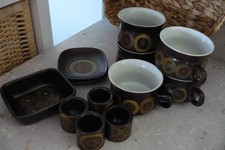 DENBY ARABESQUE 5 X SOUP MUGS SECONDS - EGG CUPS - DISHES