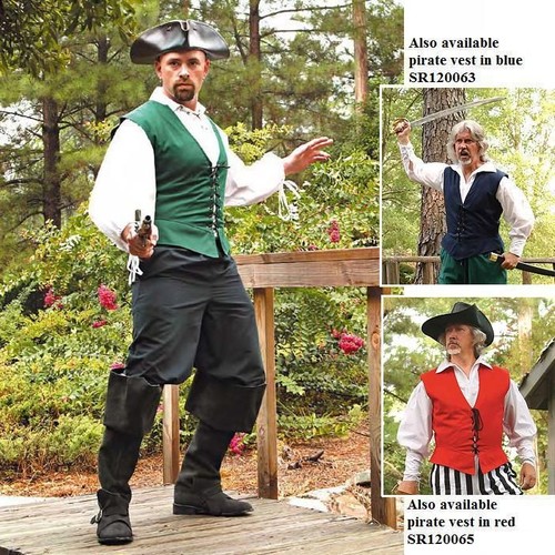 Green lace pirate vest - lace-up,