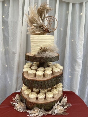 Three tiered rustic wooden - tiered,