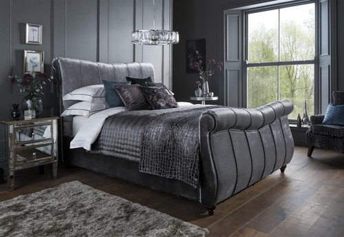 Grey velvet scroll back - velvet,