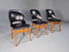 Vintage Black Vinyl Dining Chairs Set of Three Retro Seating EB8858 MDIN