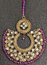 Handmade Matha Patti / Tikka in Purple Colour - Pakistani / Asian Jewellery