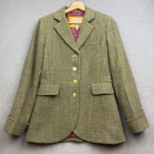 JOULES Tweed Jacket UK 12 Toad Green MELBURY Wool Parade Blazer Hacking Plaid