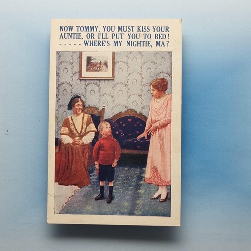Comic postcard kiss auntie boy - comic,