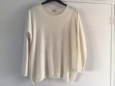 Bartolini Women’s Cream Merino Cashmere Blend Sweater, Diamante,  Large, VGC