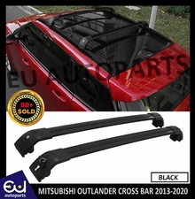 FOR MITSUBISHI OUTLANDER ALUMINIUM BLACK ANTI-THEFT CROSS BARS ROOF RAILS 75 KG