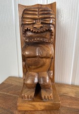 Hand Made Carved Wooden Tiki Totem Figure God Deity Statue Figure - 9.5”
