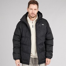 Trespass Men’s Farsley Padded Hooded Waterproof Jacket – Black & Navy