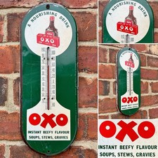 Rare Antique Vintage c1940/50s OXO Shop Advertising Thermometer Sign Not Enamel