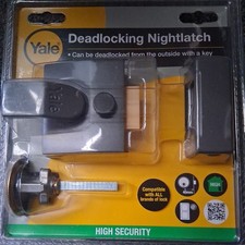 Yale® P85 Deadlock Night Latch Grey Polished Brass Cylinder 40mm YALP85DMGPB