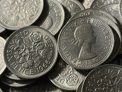 1966 sixpence coins - 50,