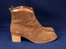 TED & MUFFY / DUO UK 8 TAN SUEDE COWBOY / WESTERN ZIPPED ANKLE BOOTS EX COND