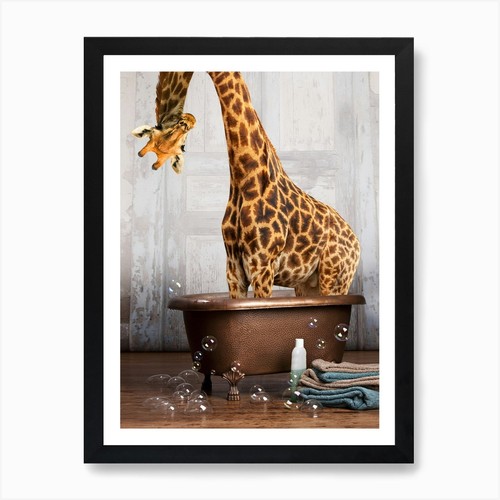 Giraffe the tub art print - tub,