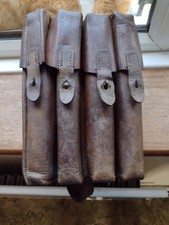 WW11 MILITARY LEATHER 4 SECTION AMMO MAGAZINE CARRY BELT VINTAGE