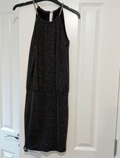 Ladies S/M Black Glitter Fitted Sleeveless Party Dress