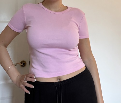 Zara pink cropped crew neck - zara,